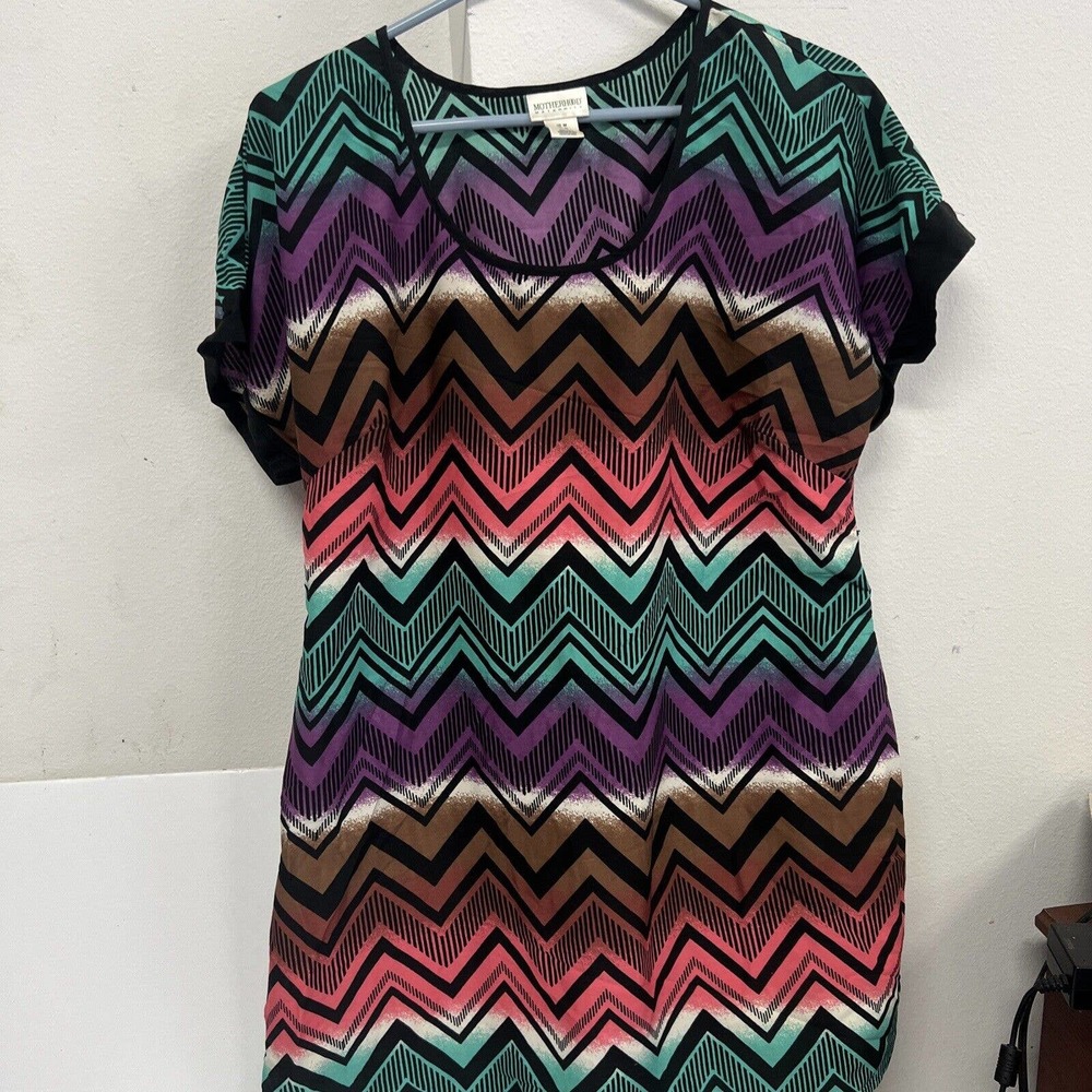 Sonoma Maternity Women's Top Short Sleeve Black Floral Ties Size M